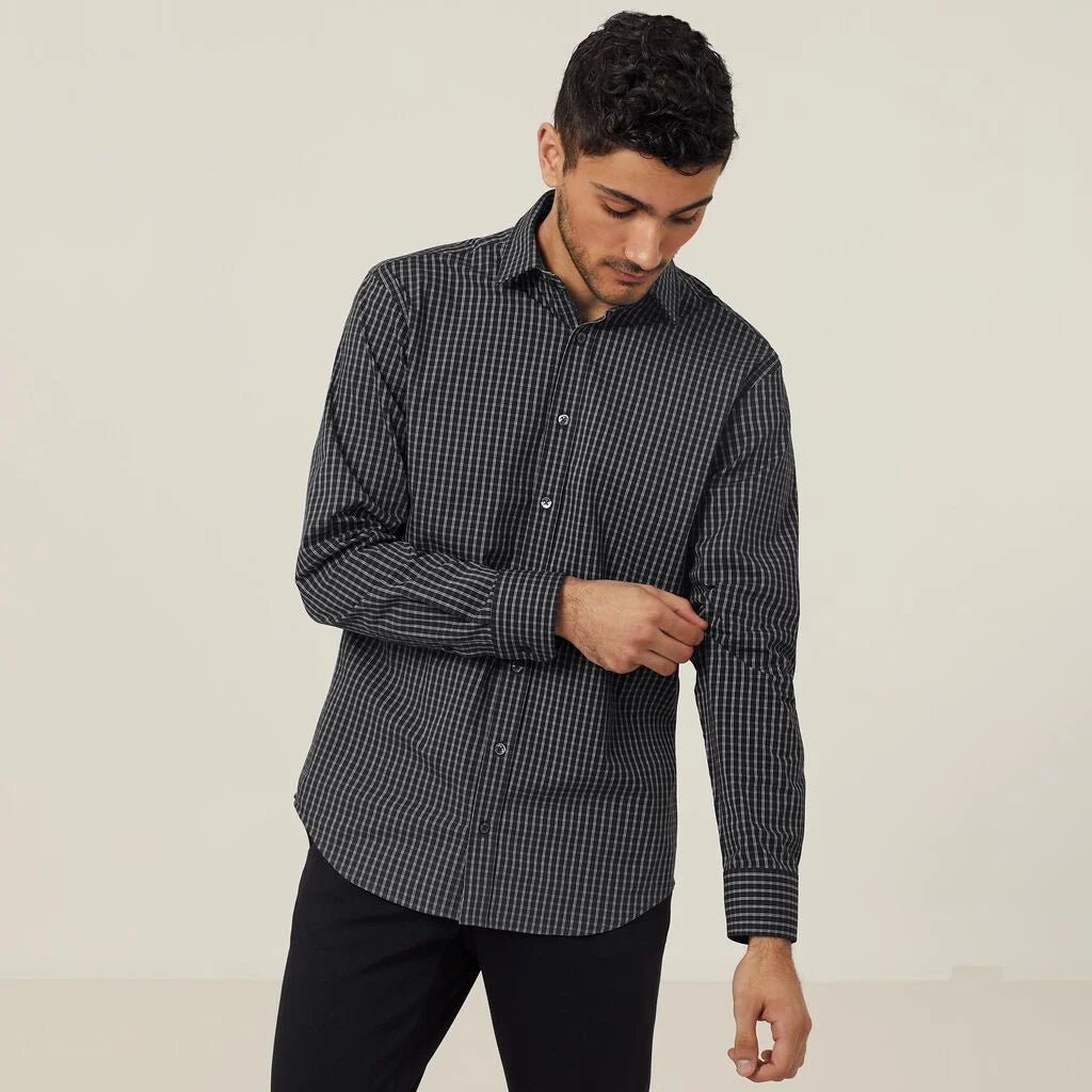 Window Check Stretch Long Sleeve Shirt - CATJDE