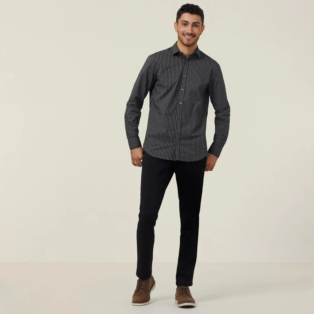 Window Check Stretch Long Sleeve Shirt - CATJDE