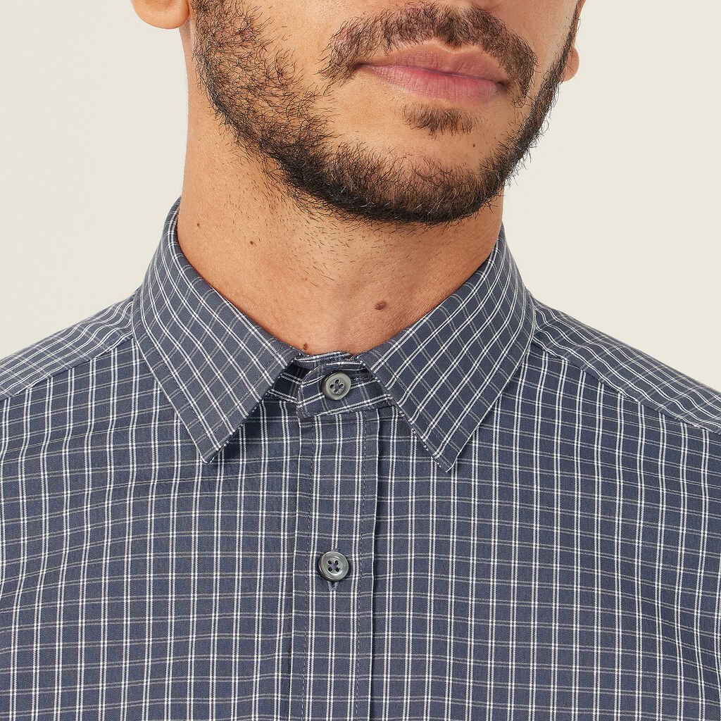 Window Check Stretch Long Sleeve Shirt - CATJDE