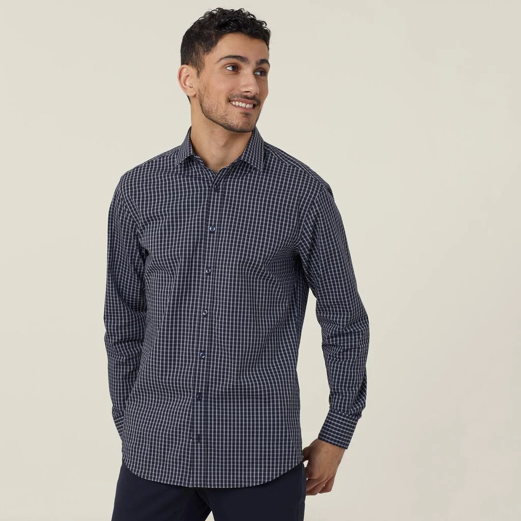 Window Check Stretch Long Sleeve Shirt - CATJDE