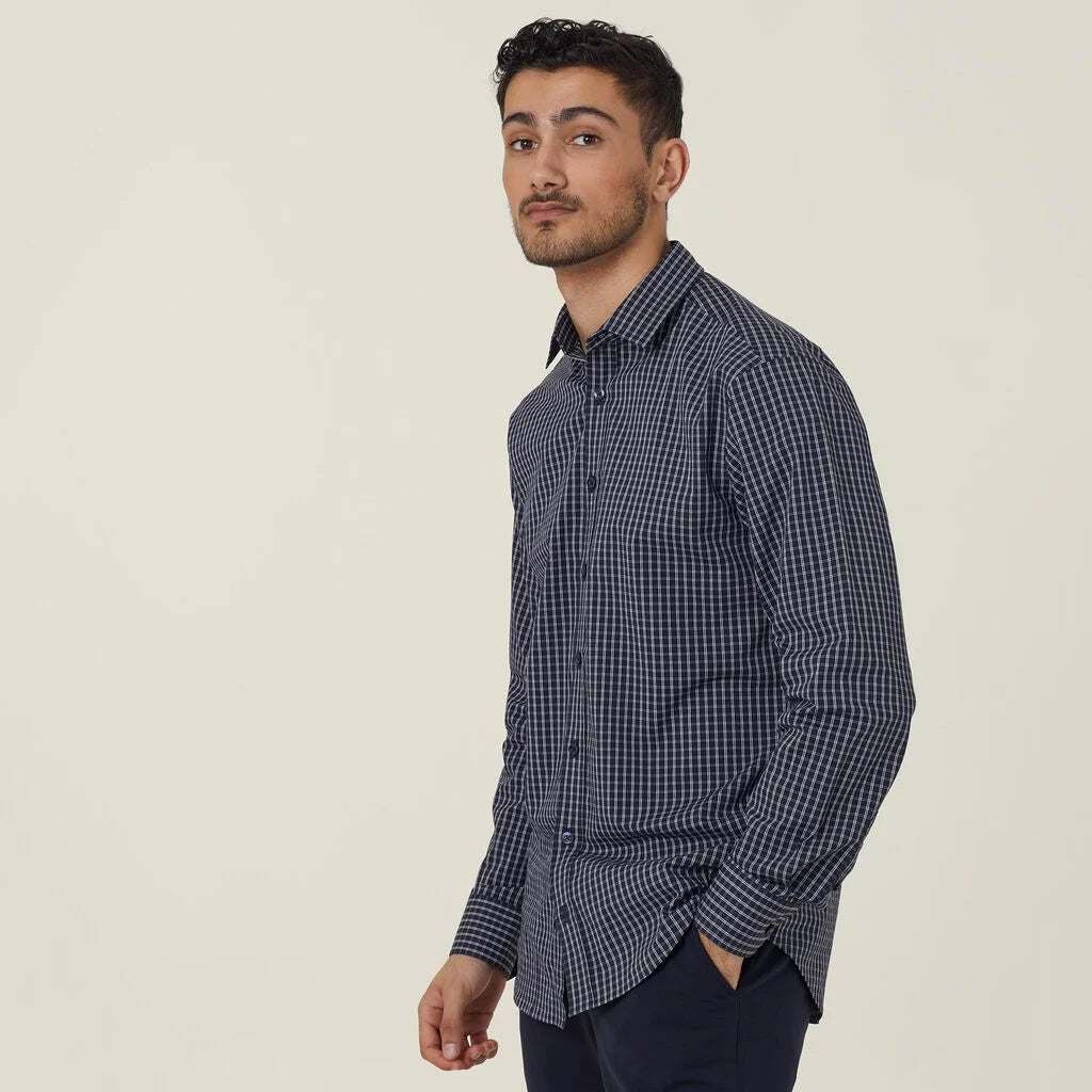 Window Check Stretch Long Sleeve Shirt - CATJDE