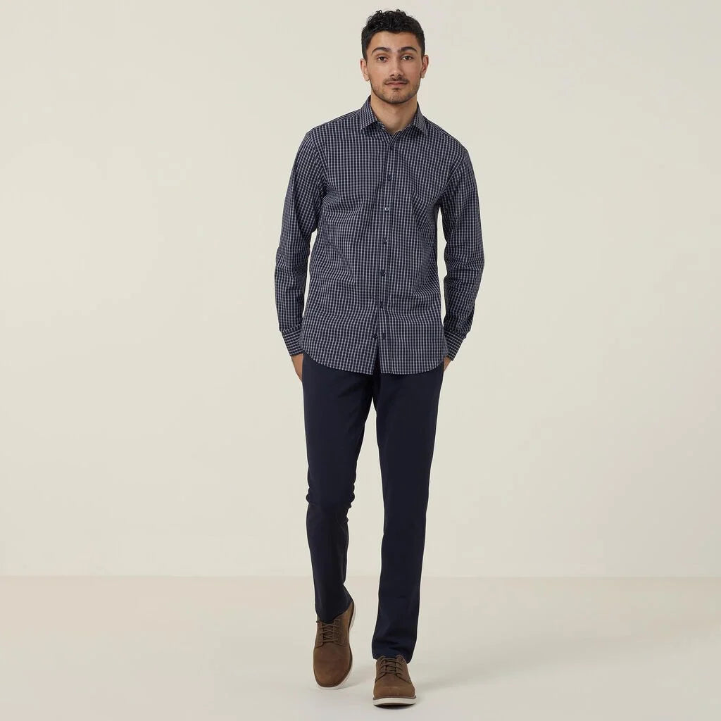 Window Check Stretch Long Sleeve Shirt - CATJDE