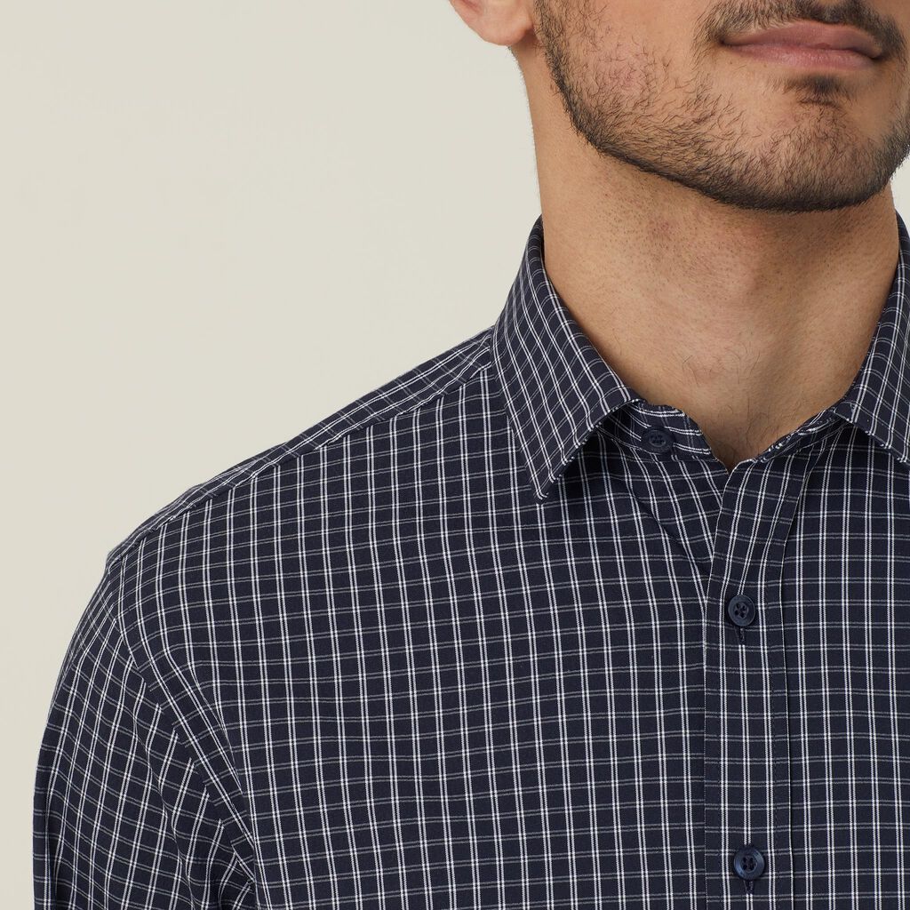 Window Check Stretch Long Sleeve Shirt - CATJDE