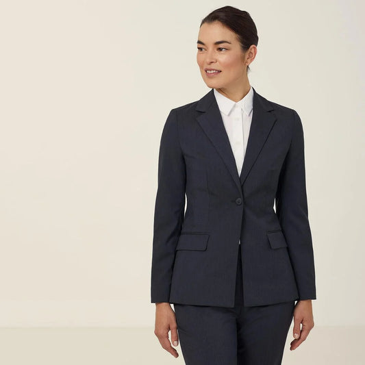 Poly Viscose Stretch 1 Button Mid-Length Jacket - CAT16H