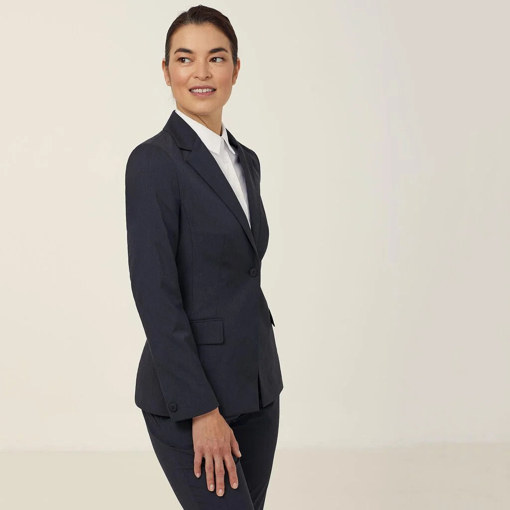 Poly Viscose Stretch 1 Button Mid-Length Jacket - CAT16H