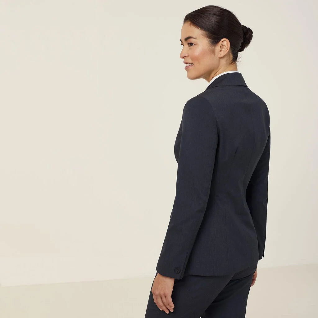 Poly Viscose Stretch 1 Button Mid-Length Jacket - CAT16H