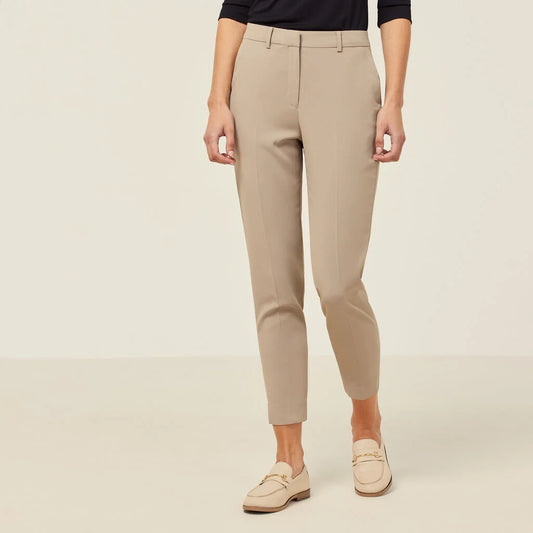 Crepe Stretch High Waist Cropped Pant SKU - 3YC