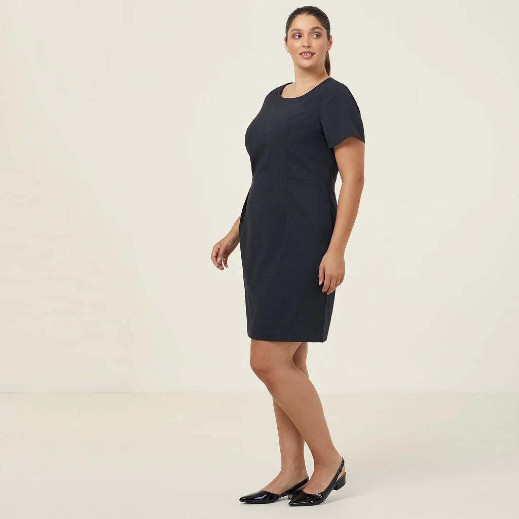 Stretch Wool Blend Short Sleeve Dress - CAT67K