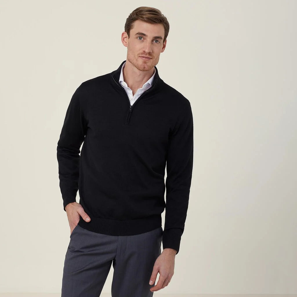 Trevira® Wool Blend Long Sleeve Zip Neck Jumper - CATE37
