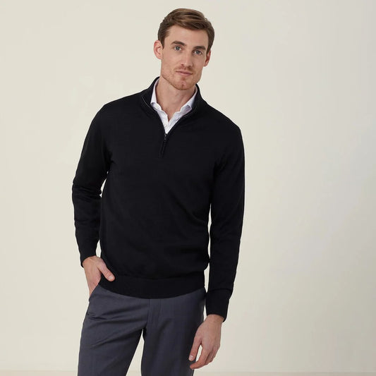 Trevira® Wool Blend Long Sleeve Zip Neck Jumper - CATE37