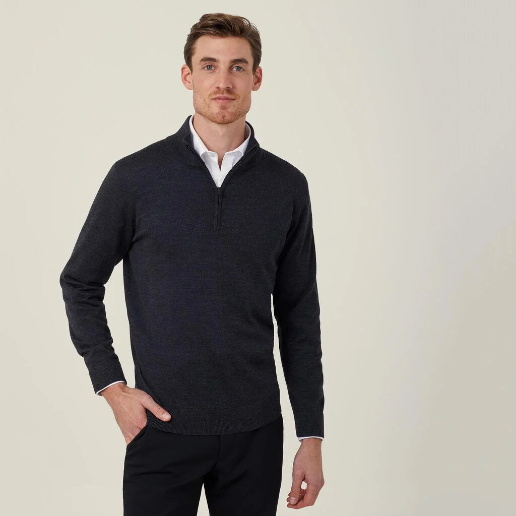 Trevira® Wool Blend Long Sleeve Zip Neck Jumper - CATE37
