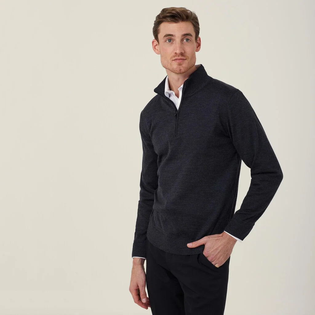 Trevira® Wool Blend Long Sleeve Zip Neck Jumper - CATE37