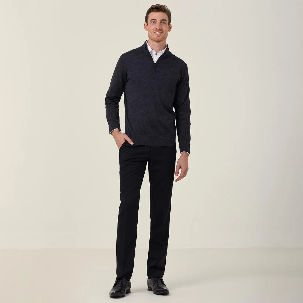 Trevira® Wool Blend Long Sleeve Zip Neck Jumper - CATE37