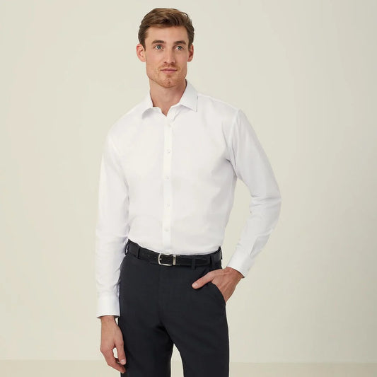 Stretch Textured Twill Long Sleeve Shirt - CATJCB