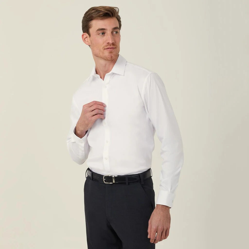 Stretch Textured Twill Long Sleeve Shirt - CATJCB