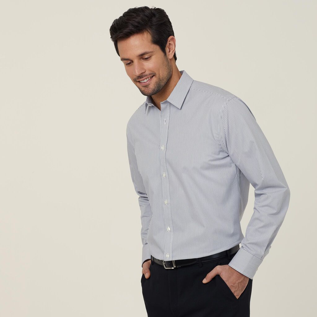 Avignon Fine Block Stripe Stretch Long Sleeve Shirt - CATJD9