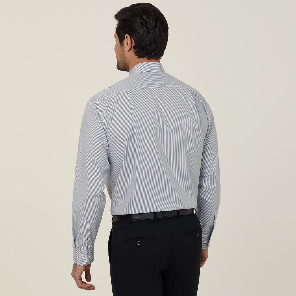 Avignon Fine Block Stripe Stretch Long Sleeve Shirt - CATJD9