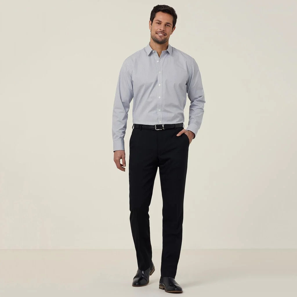 Avignon Fine Block Stripe Stretch Long Sleeve Shirt - CATJD9