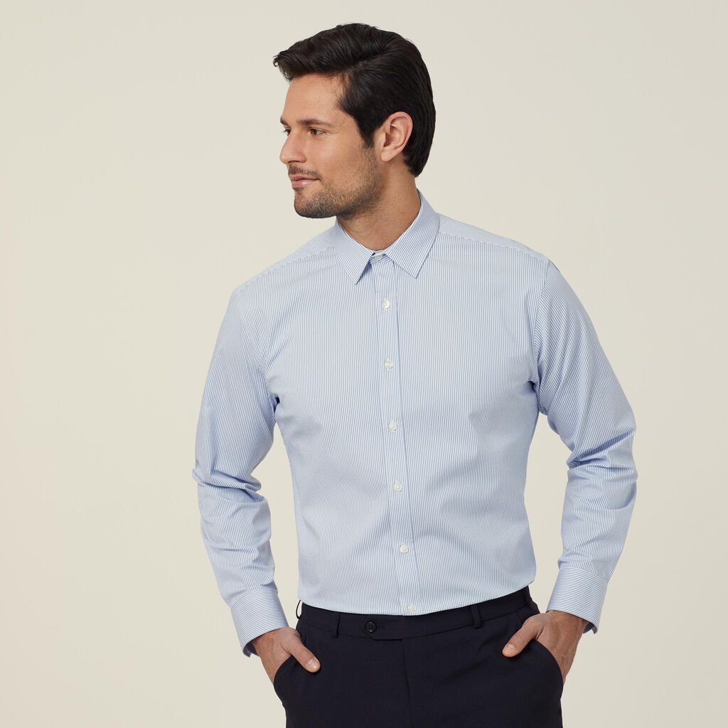 Avignon Fine Block Stripe Stretch Long Sleeve Shirt - CATJD9