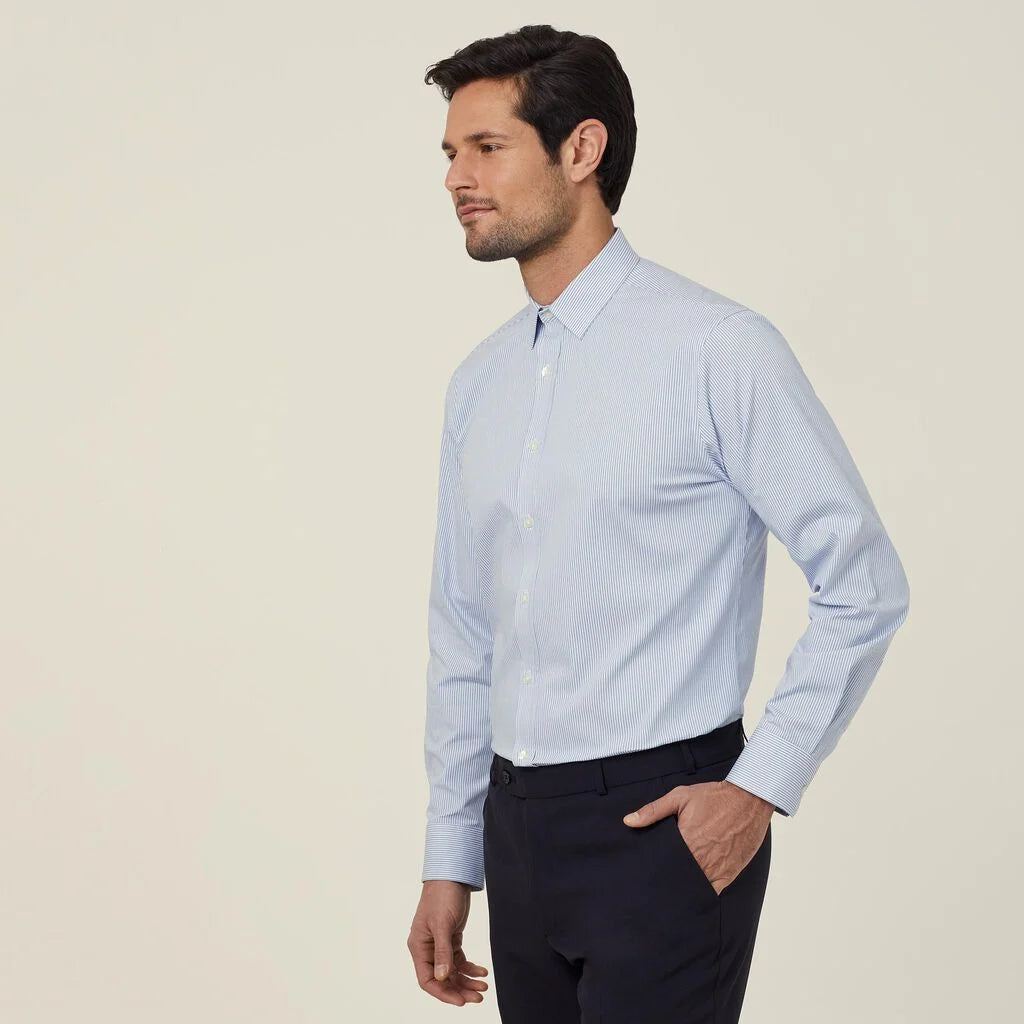 Avignon Fine Block Stripe Stretch Long Sleeve Shirt - CATJD9