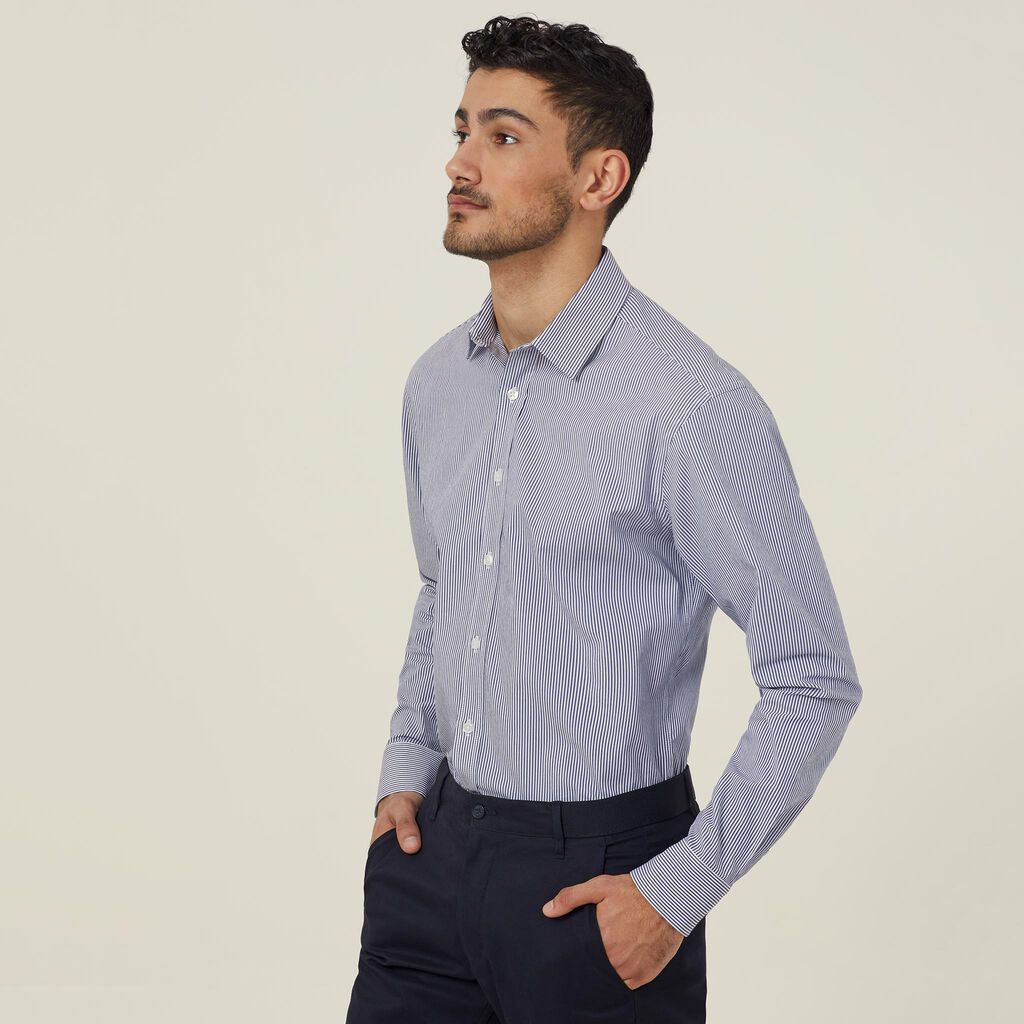 Avignon Fine Block Stripe Stretch Long Sleeve Shirt - CATJD9