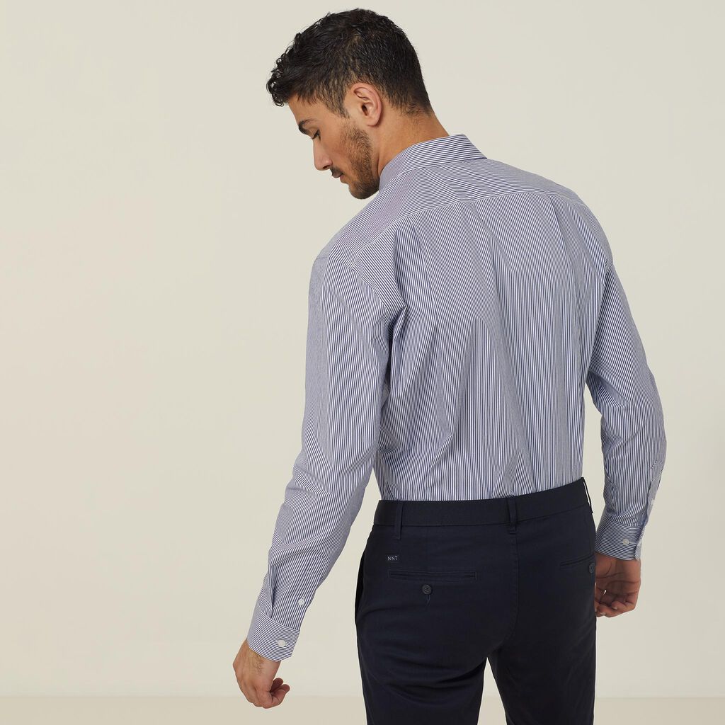 Avignon Fine Block Stripe Stretch Long Sleeve Shirt - CATJD9
