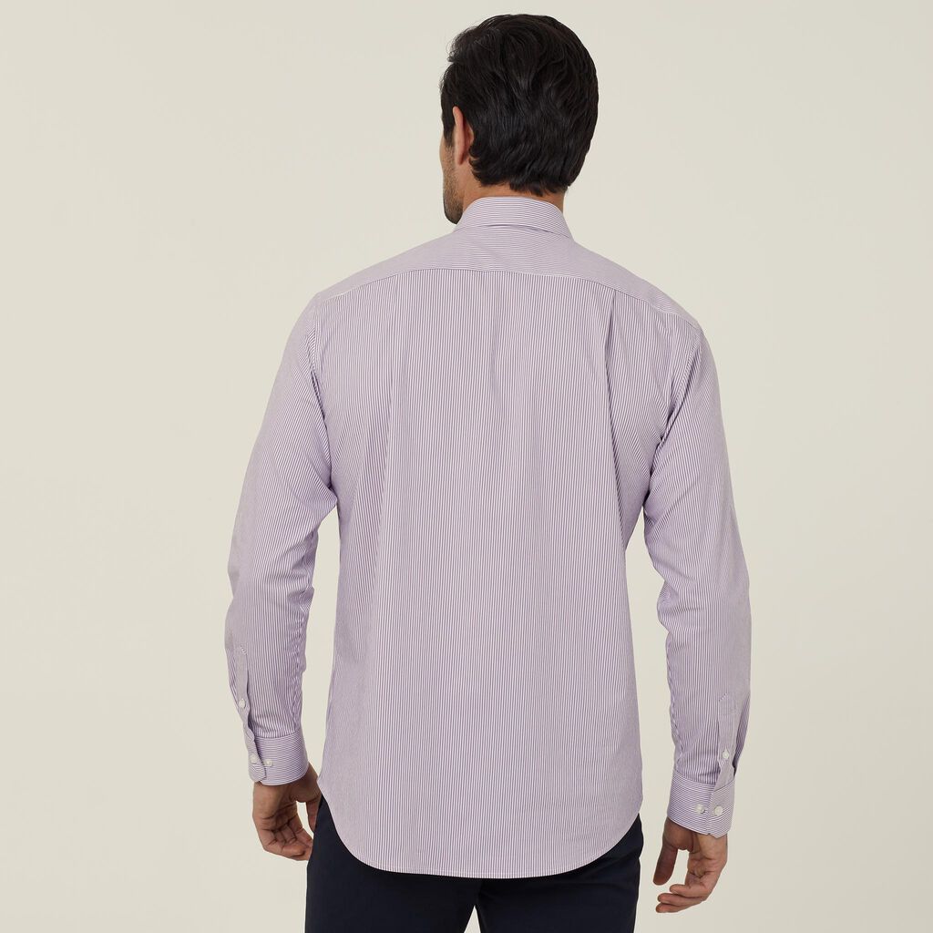 Avignon Fine Block Stripe Stretch Long Sleeve Shirt - CATJD9