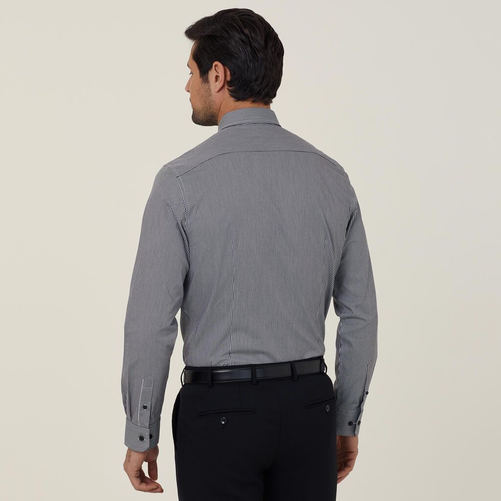 Avignon Gingham Check Stretch Long Sleeve Slim Shirt - CATJDF