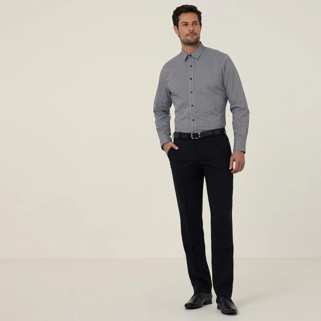 Avignon Gingham Check Stretch Long Sleeve Slim Shirt - CATJDF