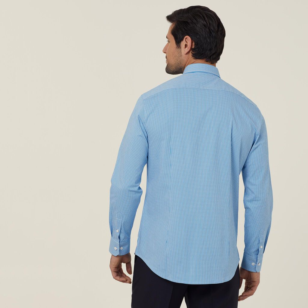 Avignon Gingham Check Stretch Long Sleeve Slim Shirt - CATJDF