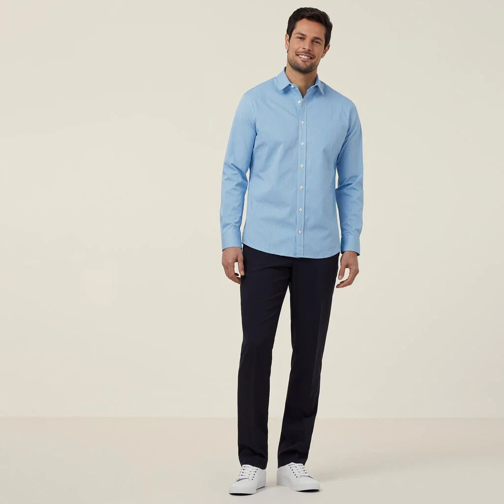 Avignon Gingham Check Stretch Long Sleeve Slim Shirt - CATJDF