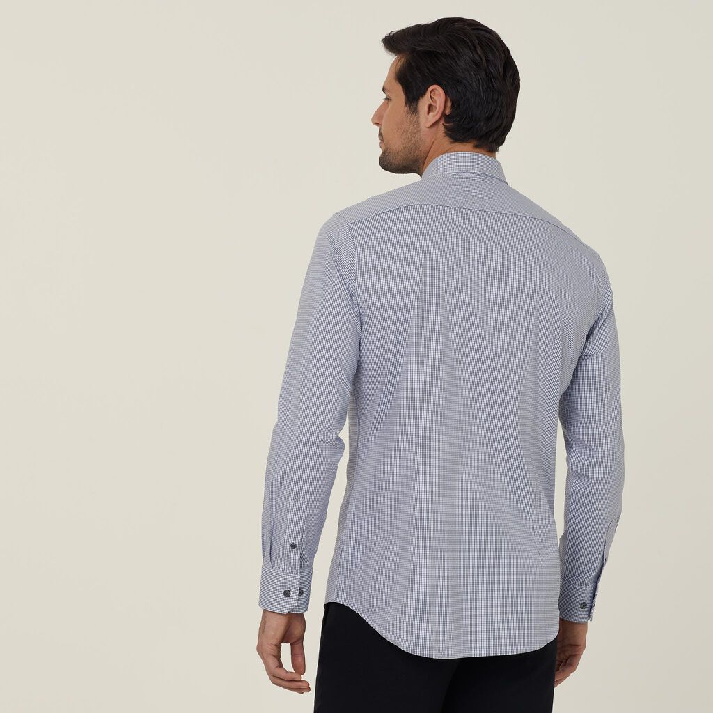 Avignon Gingham Check Stretch Long Sleeve Slim Shirt - CATJDF