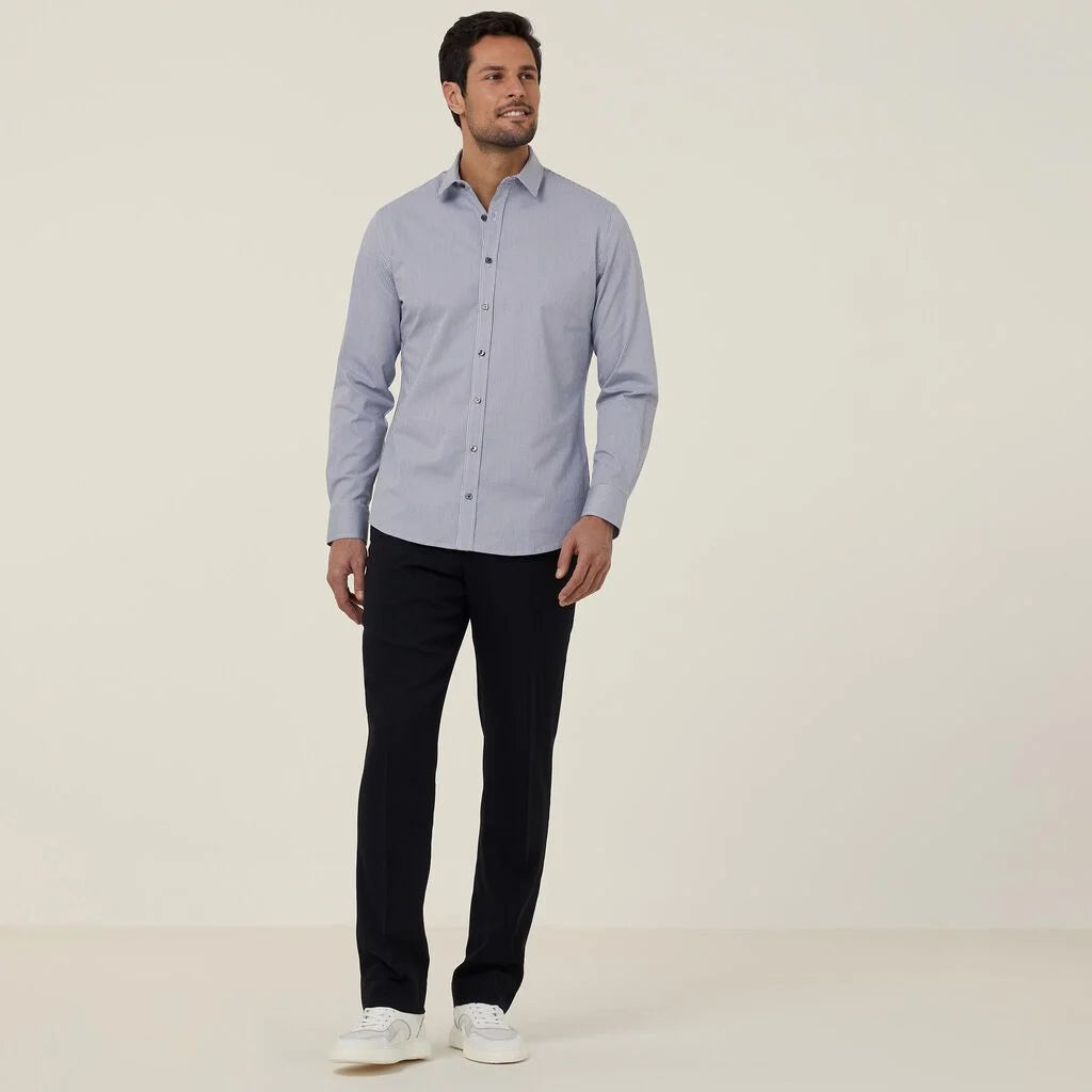 Avignon Gingham Check Stretch Long Sleeve Slim Shirt - CATJDF