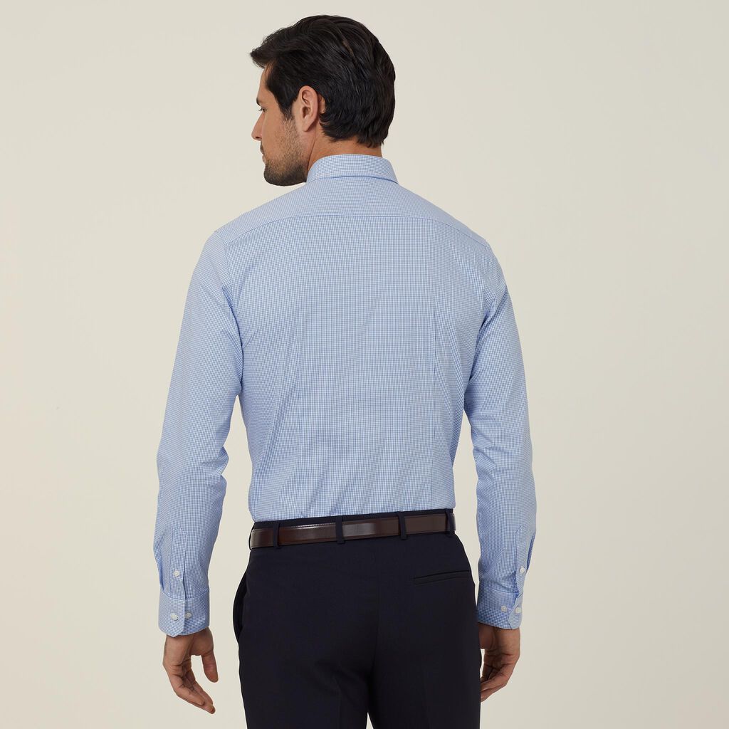 Avignon Gingham Check Stretch Long Sleeve Slim Shirt - CATJDF