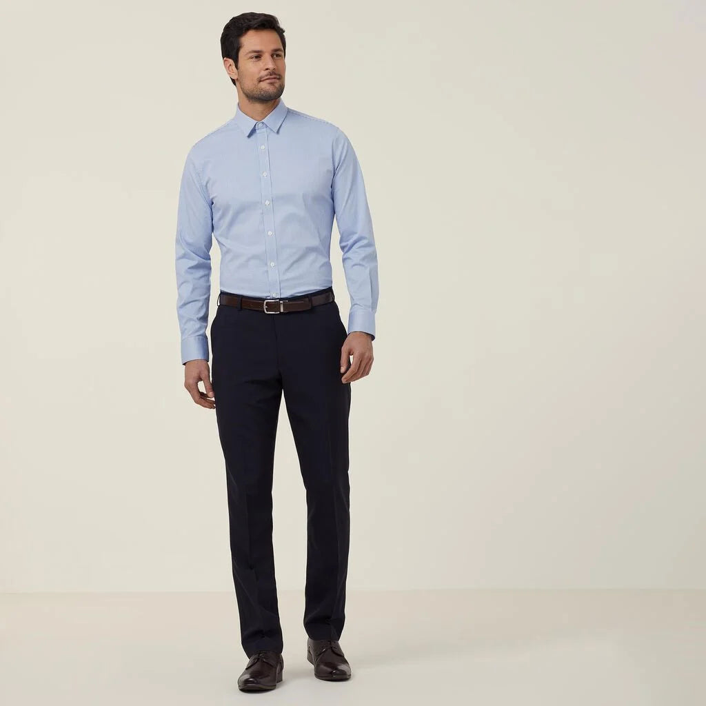 Avignon Gingham Check Stretch Long Sleeve Slim Shirt - CATJDF