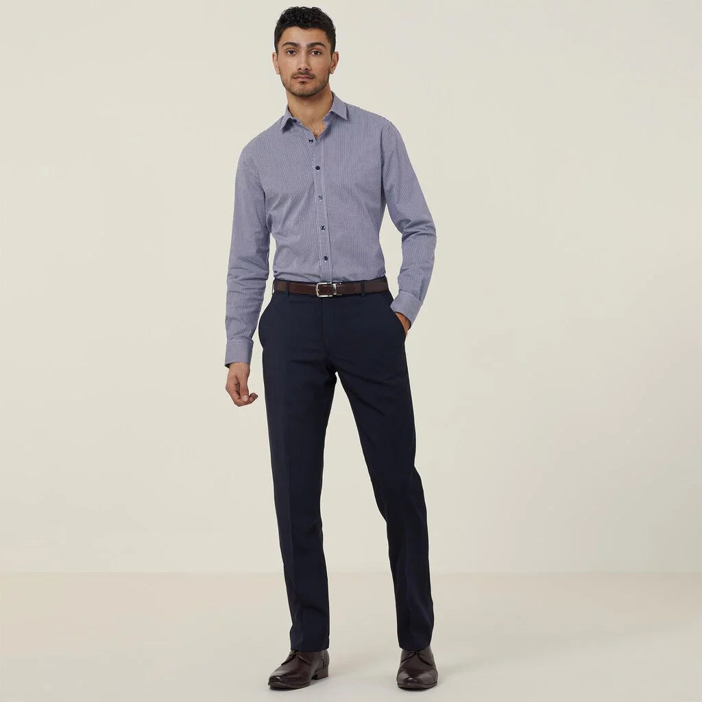 Avignon Gingham Check Stretch Long Sleeve Slim Shirt - CATJDF
