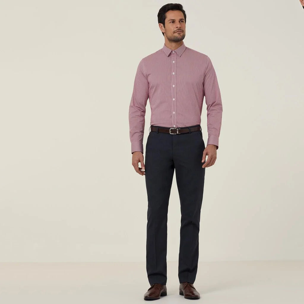 Avignon Gingham Check Stretch Long Sleeve Slim Shirt - CATJDF