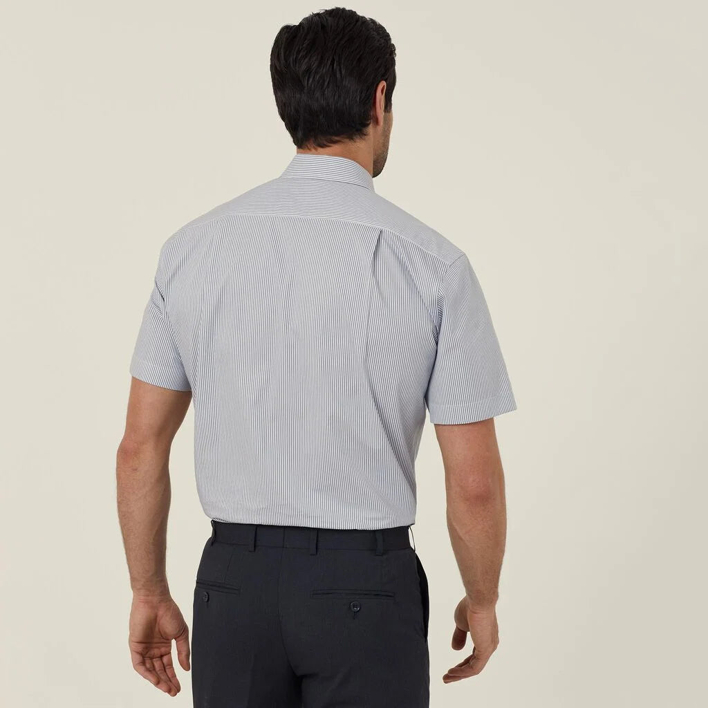 Avignon Fine Block Stripe Stretch Short Sleeve Shirt - CATJDK