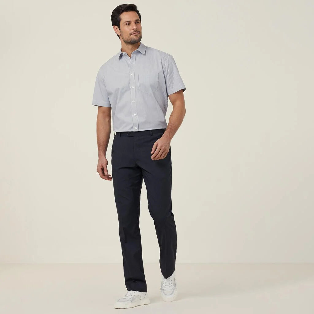 Avignon Fine Block Stripe Stretch Short Sleeve Shirt - CATJDK