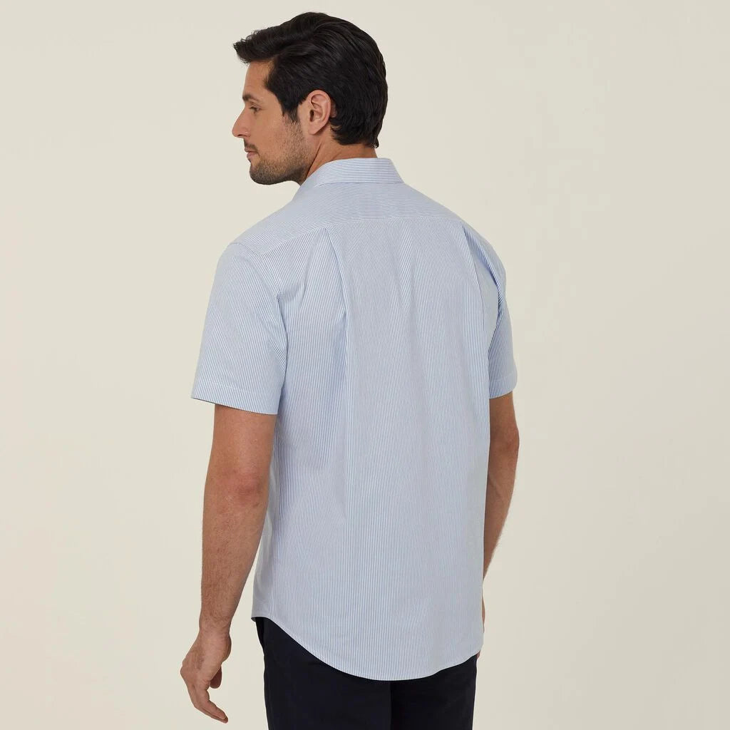 Avignon Fine Block Stripe Stretch Short Sleeve Shirt - CATJDK