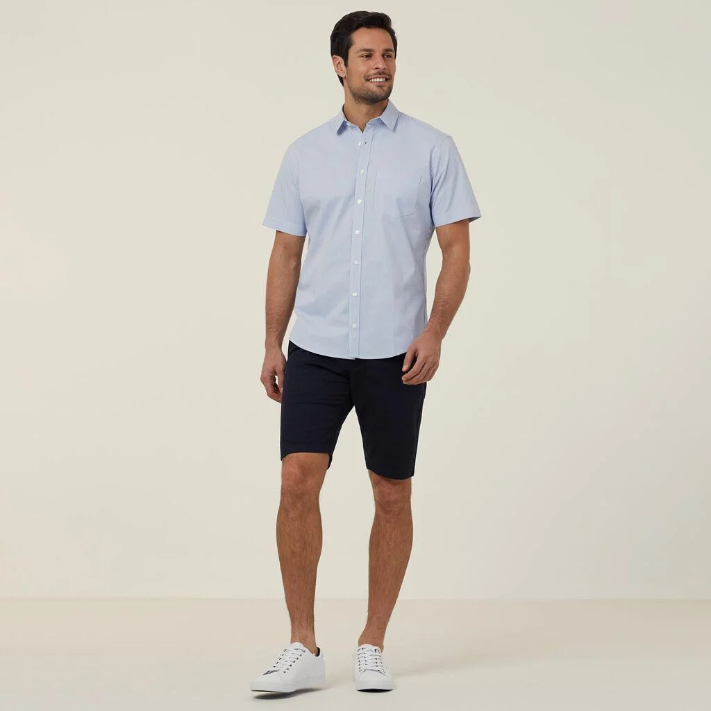 Avignon Fine Block Stripe Stretch Short Sleeve Shirt - CATJDK