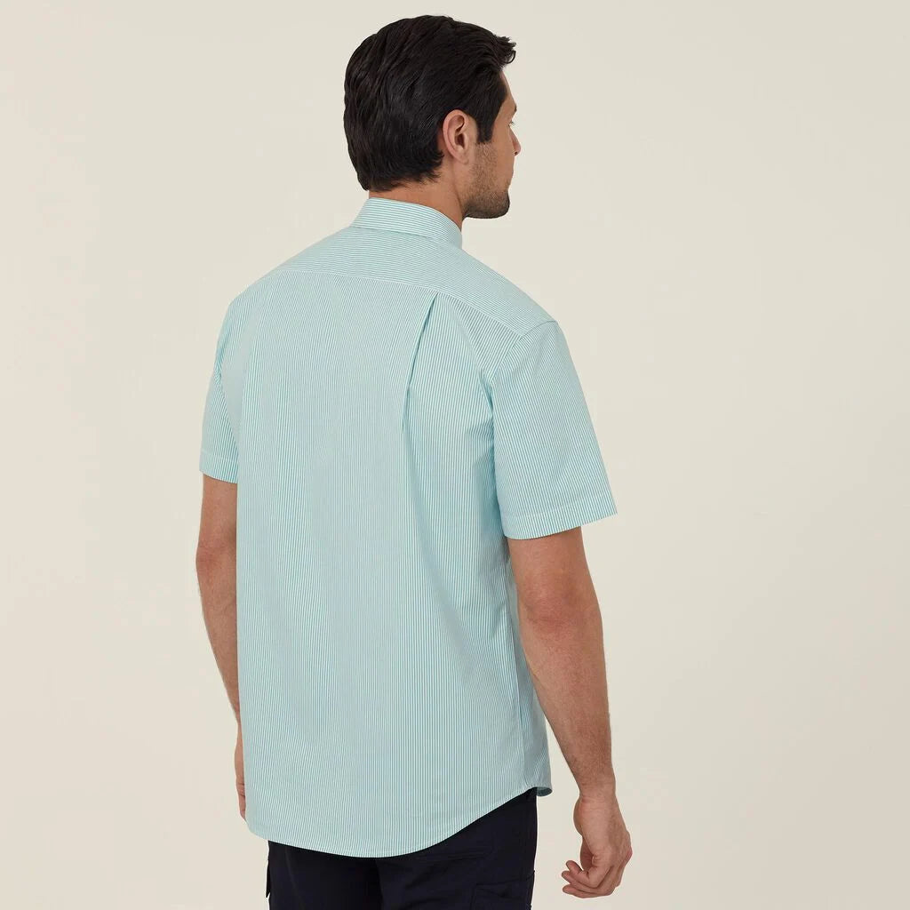 Avignon Fine Block Stripe Stretch Short Sleeve Shirt - CATJDK