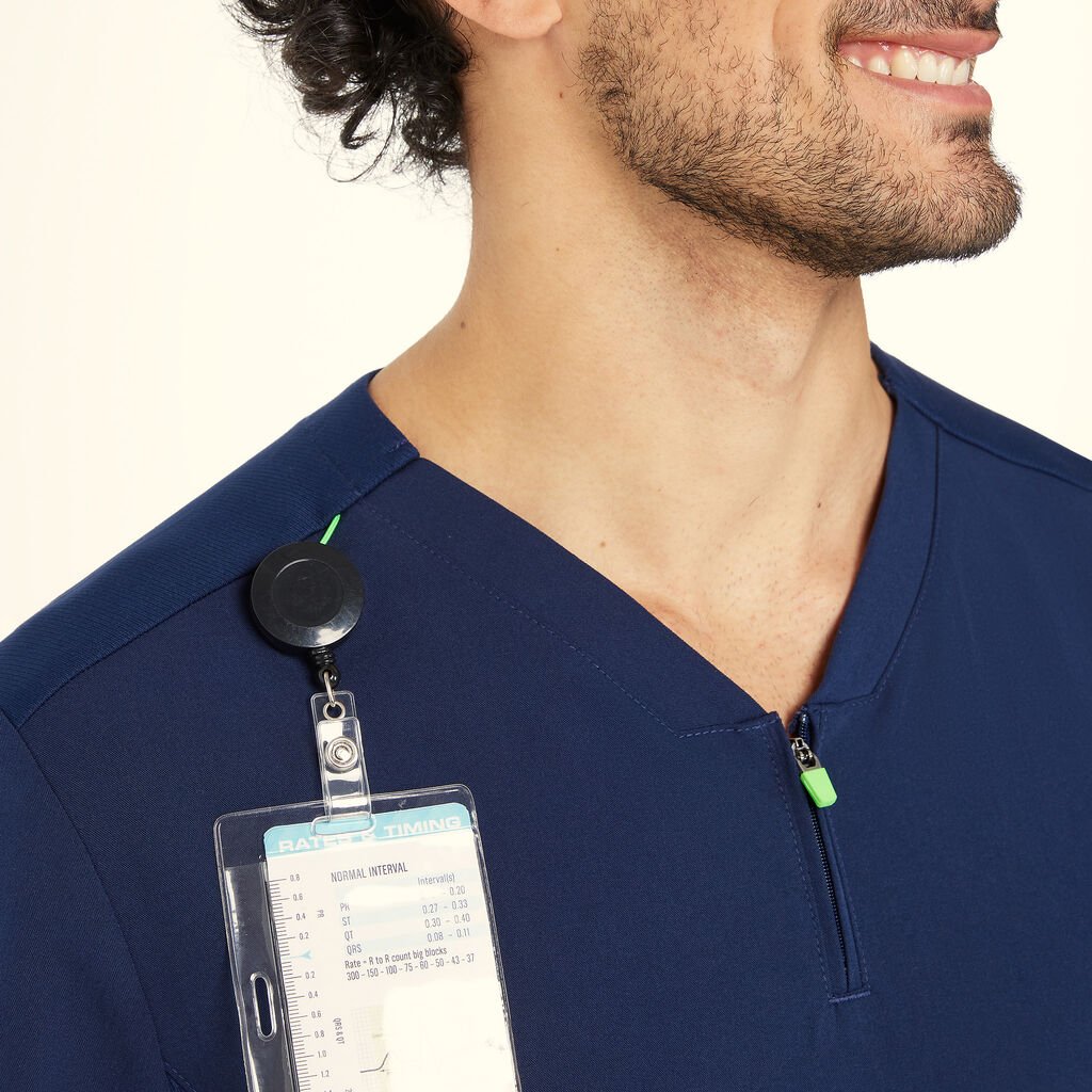 Invigorate Charles UNISEX Scrub Top CATRHL - Pink, Light Blue, Navy