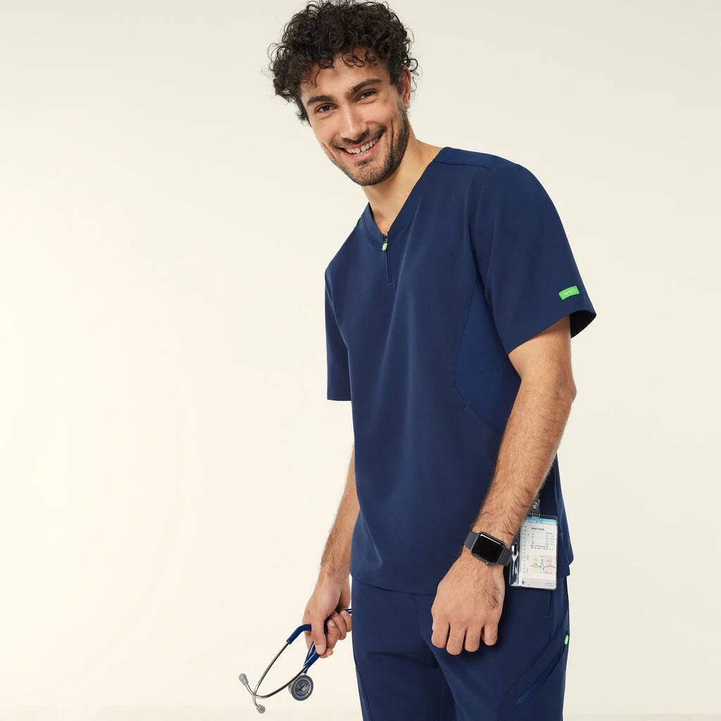 Invigorate Charles UNISEX Scrub Top CATRHL - Pink, Light Blue, Navy