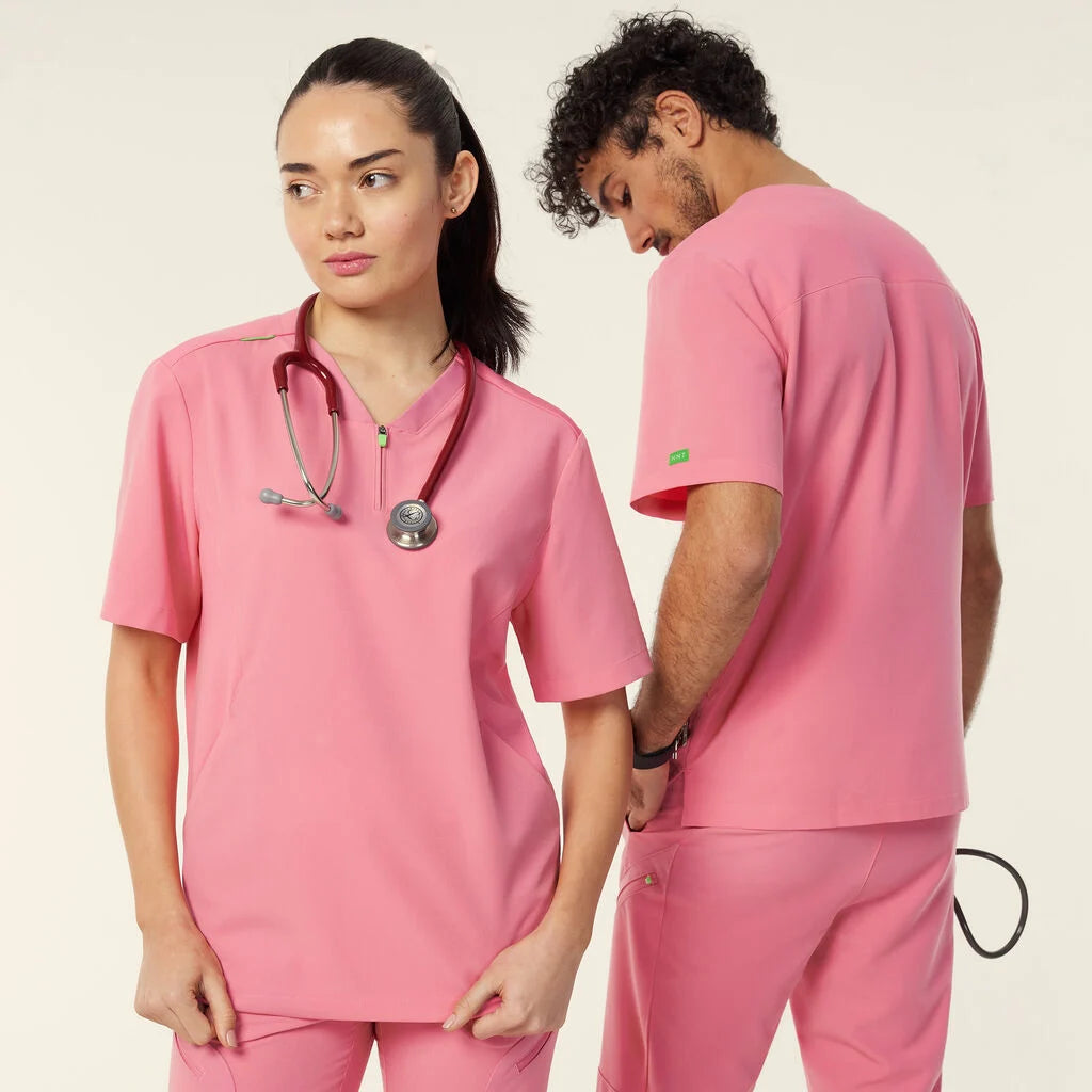 Invigorate Charles UNISEX Scrub Top CATRHL - Pink, Light Blue, Navy