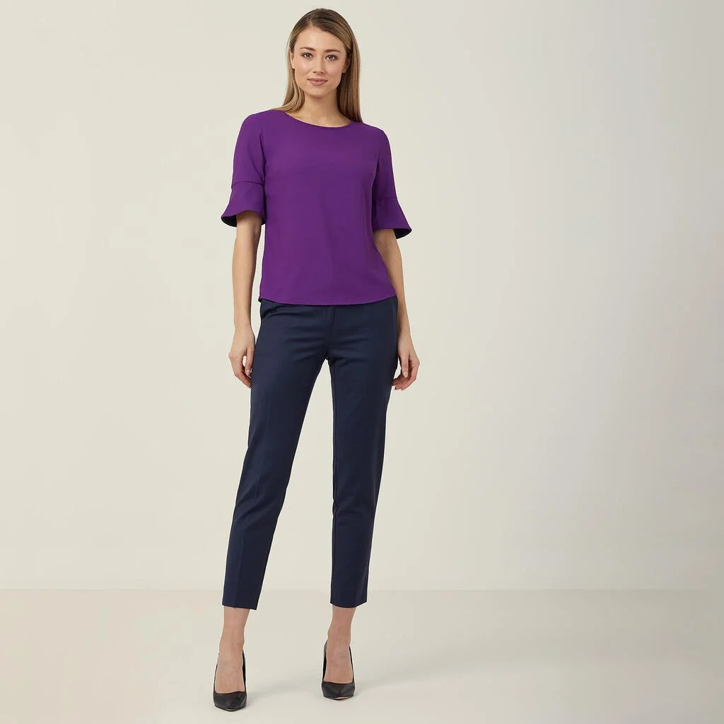 French Georgette Fluted Sleeve Top - CATU5T Purple