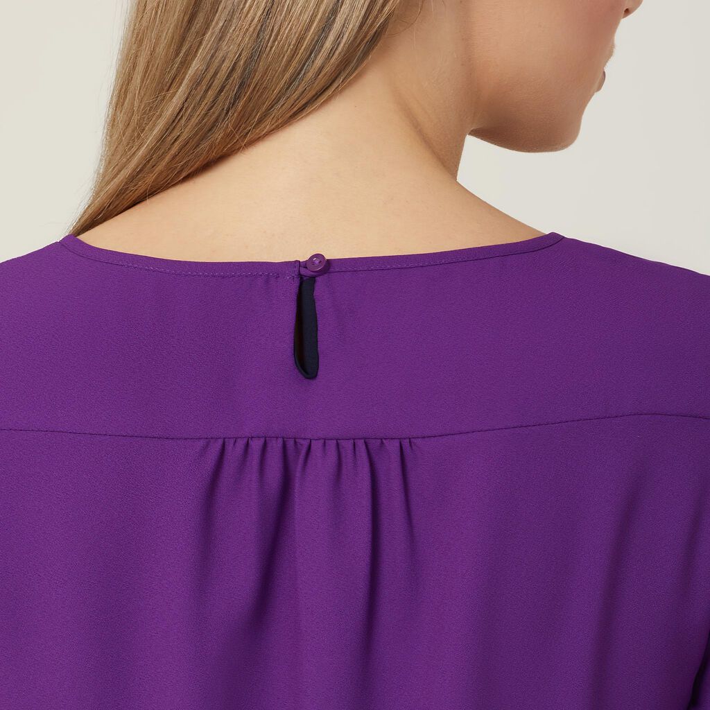 French Georgette Fluted Sleeve Top - CATU5T Purple