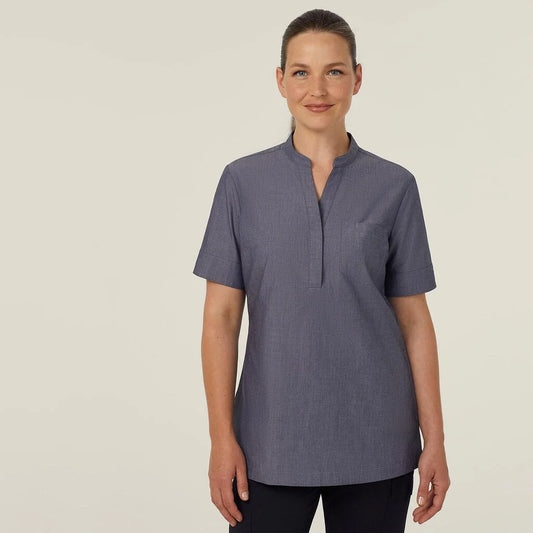 Poly Cotton End On End Short Sleeve Tunic - CATUGA Red/Gry/Nav