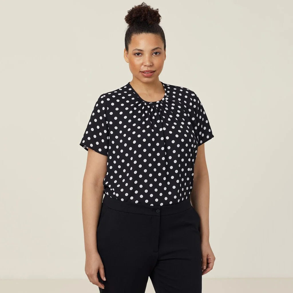 Georgie Short Sleeve Blouse - CATUKF Black/White