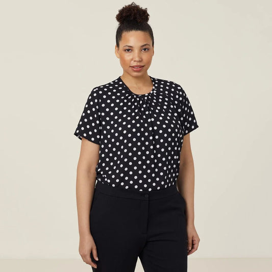 Georgie Short Sleeve Blouse - CATUKF Black/White